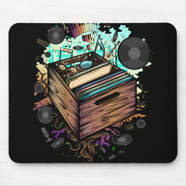 Mousepad Música Vinyl Crate (Frente)