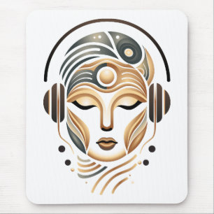 Mousepad Música Zen Minimalista Deusa Geométrica Abstrata