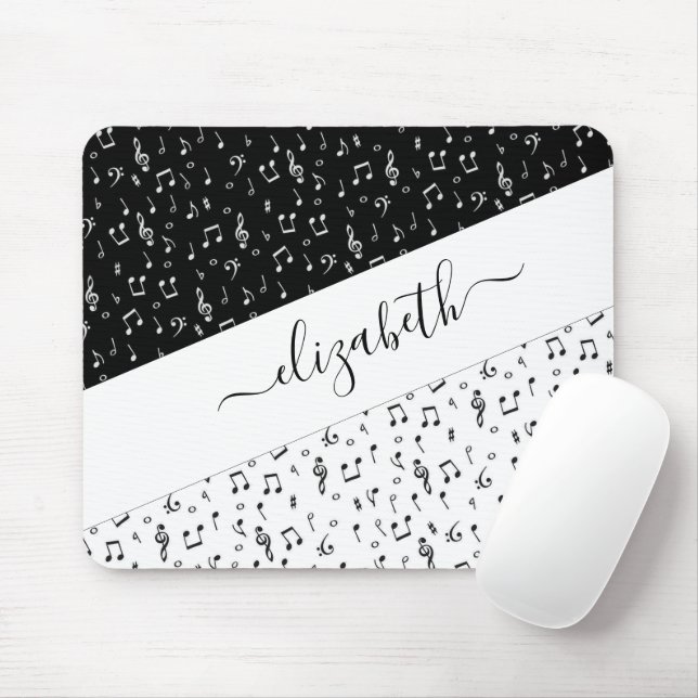 Mousepad Musical preto e branco personalizado (Com mouse)