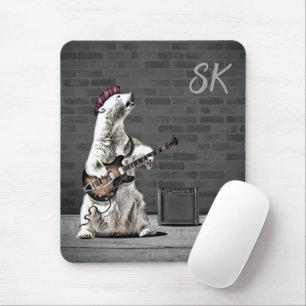 Mousepad Músico de Urso de Pedra de Violão Monograma Person