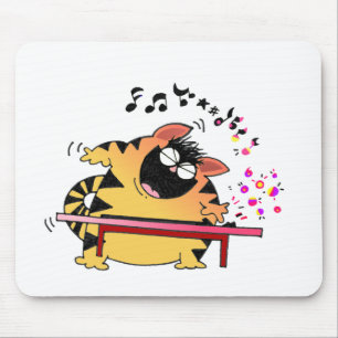 Mousepad Músico gordo do gato dos gatos de LOL