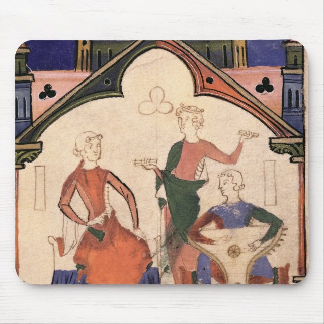Mousepad Músicos que jogam castanets e um saltério (Frente)