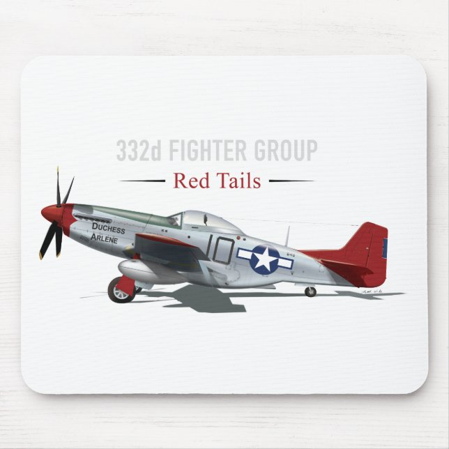 Mousepad Mustang vermelho da cauda P-51 dos aviadores de (Frente)