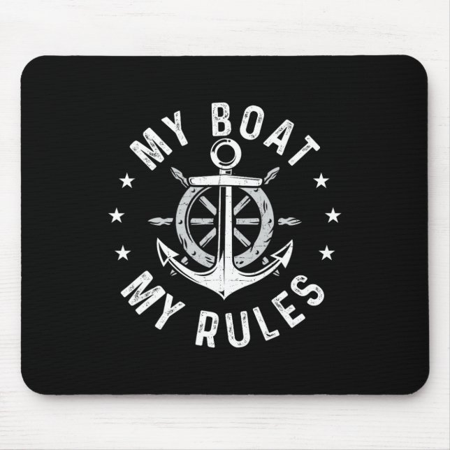 Mousepad My Boat My Rules - Boating Sailing Boat Captain Mo (Frente)