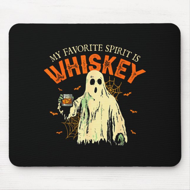 Mousepad My Favorite Srit Is Whiskey Funny Ghost Halloween  (Frente)
