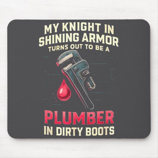 Mousepad My Knight In Shining Funny Plumber Wife Women Girl (Frente)