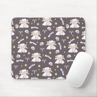 Mousepad Mystic Aries Zodiac Night Bunny e Ram