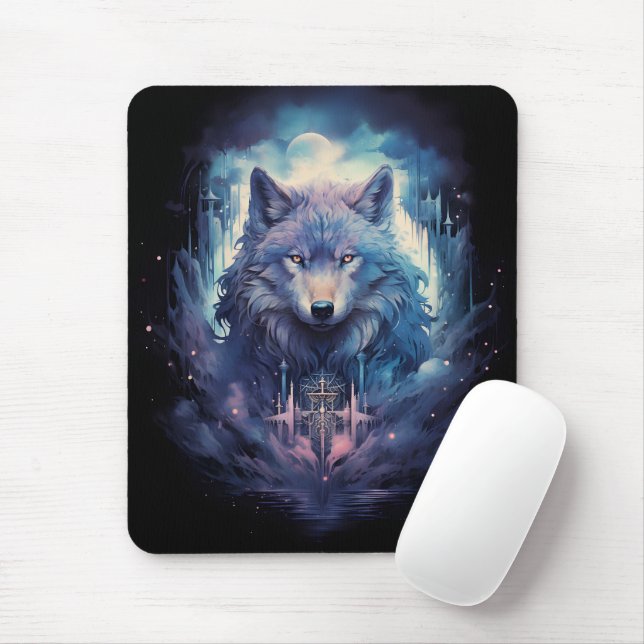 Mousepad Mystic Moon Wolf Guardian (Com mouse)