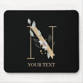Mousepad N Monograma Floral Personalizado