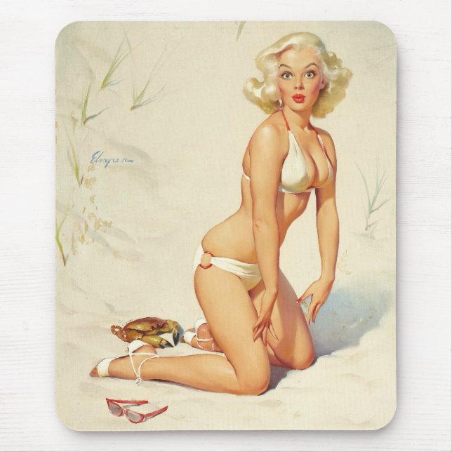 Mousepad Na Beach Retro Pin-up Girl (Frente)
