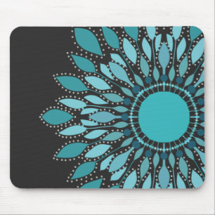 Mousepad Na moda de Flor Elegante Teal Lotus