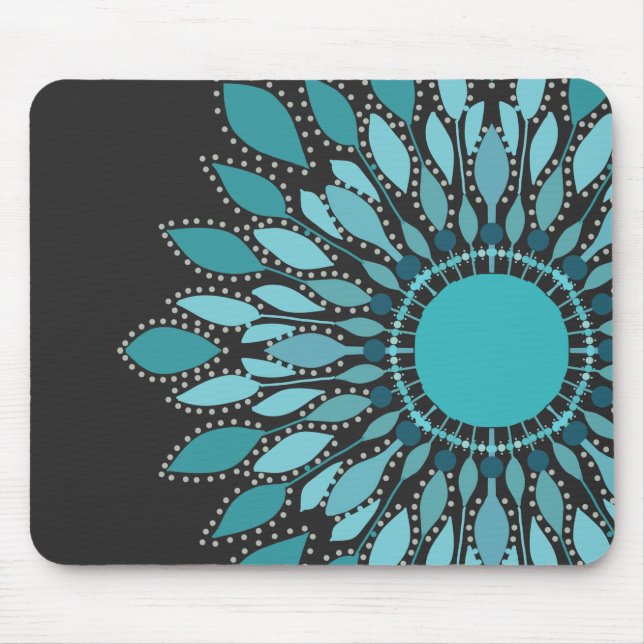 Mousepad Na moda de Flor Elegante Teal Lotus (Frente)