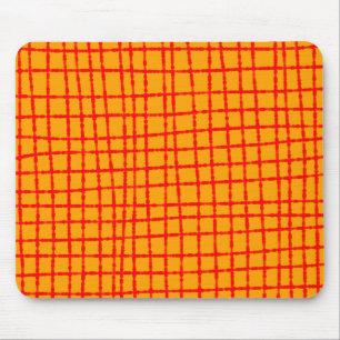 Mousepad Na moda de padrão de verificação laranja e vermelh