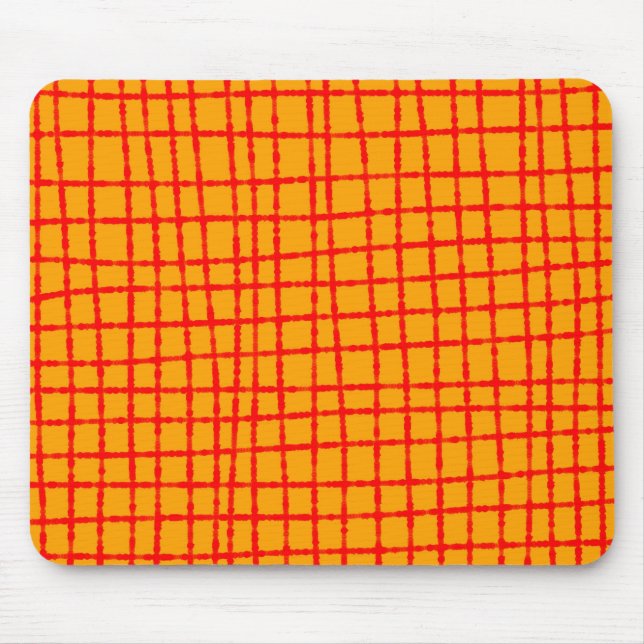Mousepad Na moda de padrão de verificação laranja e vermelh (Frente)