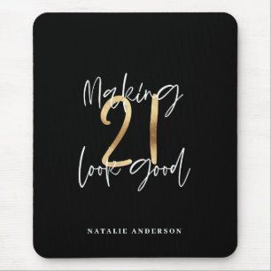 Mousepad na moda de script moderno aniversário de 21 anos 