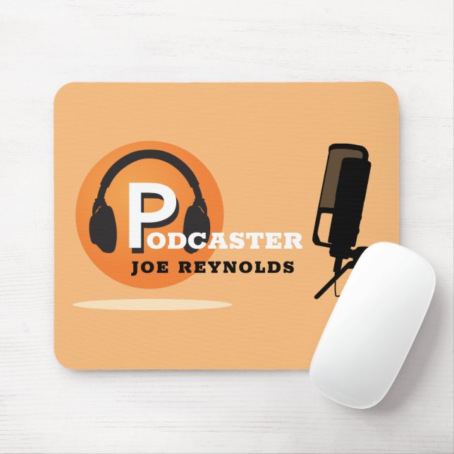 Mousepad Na moda Design, Podcaster, Podcast (Com mouse)