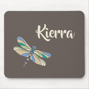 Mousepad Na moda Dragonfly em castanho e azul com nome