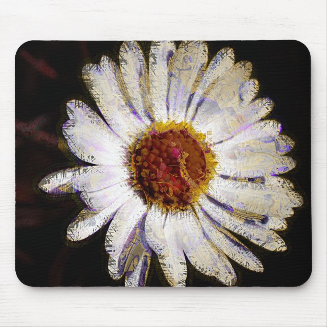 Mousepad Na moda Funky Abstrato Daisy White Flower Art (Frente)