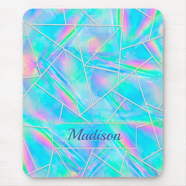 Mousepad Na moda holográfico geométrico elegante (Frente)