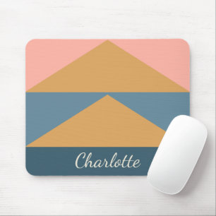 Mousepad Na moda Modern Geometric Dourado Blue Personalizad