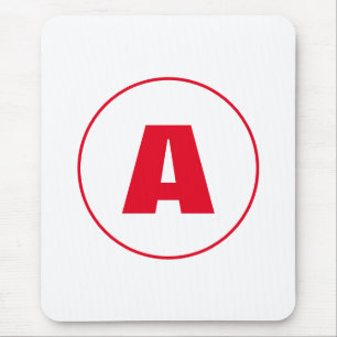 Mousepad Na moda Moderno Monograma Vermelho - Letra Inicial