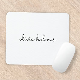 Mousepad Na moda Monograma | Script Branco Minimalista Mode