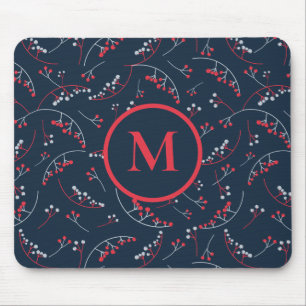 Mousepad Na moda monograma vermelho marinho azul