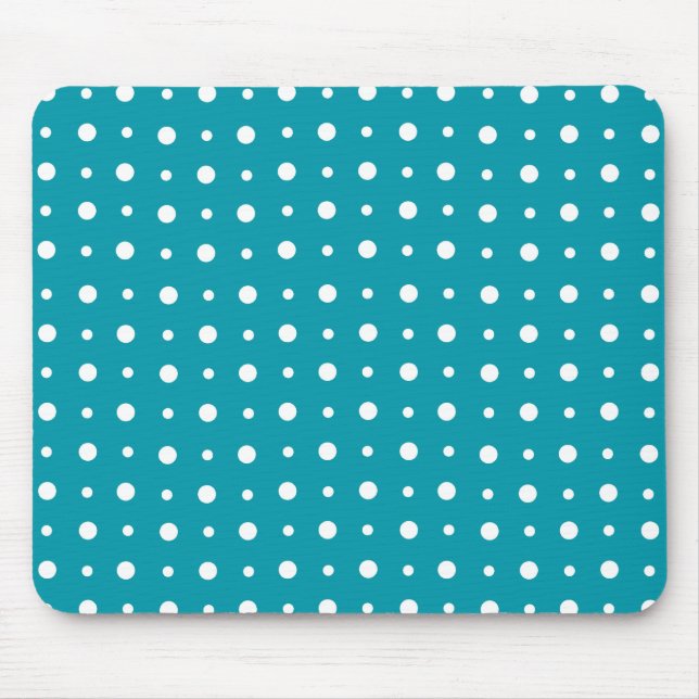 Mousepad Na moda Mousepad, Bolinhas brancas, Teal (Frente)