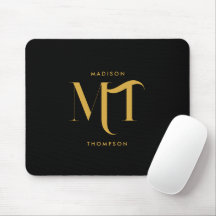Na moda preto e Dourado Monograma - Letras iniciai