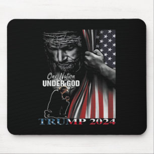 Mousepad Nação Sob Deus Trump 2024 God American Flag 1