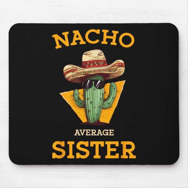 Mousepad Nacho Média Irmã Mexicana Cactus Sombrero Cinco (Frente)
