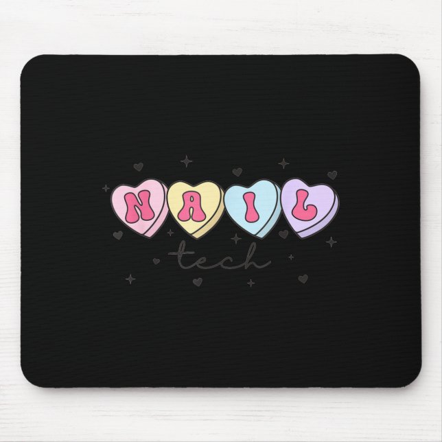 Mousepad Nail Tech Valentine's Day Heart Manicurist Cosmeto (Frente)