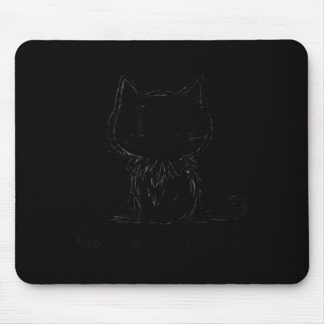 Mousepad Naive Sy Cat Doodle Funny Meow Pun Art  (Frente)