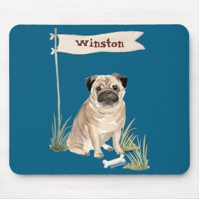 Mousepad Name Pug Pet Dog  (Frente)