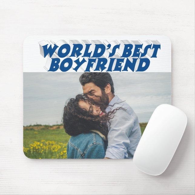 Mousepad Namorado Foto com texto azul marinho (Com mouse)