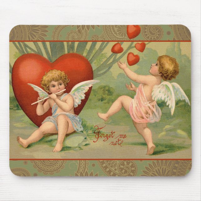 Mousepad Namorados Cupidos Adoram Vintagem Antiquada (Frente)