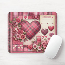 Mousepad Namorados DE XADREZ DE TINTA CORAÇÃO E FLORES