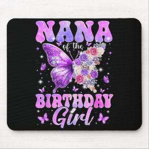Mousepad Nana da Família Borboleta da Menina do Aniversário