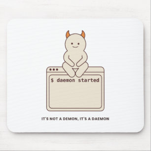 Mousepad Não é um Demônio é um Daemon Linux Branco Divertid