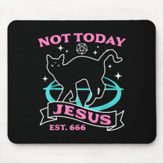 Mousepad Não Jesus - Gato Preto Pastel Goth Diabo Halloween