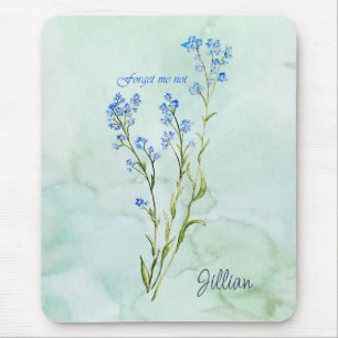 Mousepad Não me esqueças Flor de Jardim Aquarela Personaliz