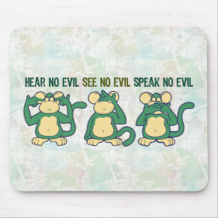 Mousepad Não ouça nenhum verde dos macacos do mau