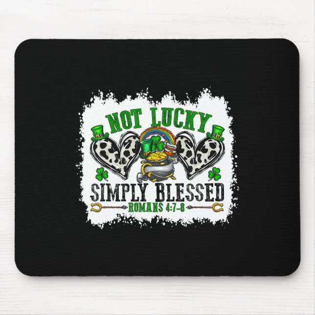Mousepad Não Sortudo Simplesmente Abençoado Cruz Cristã St  (Frente)