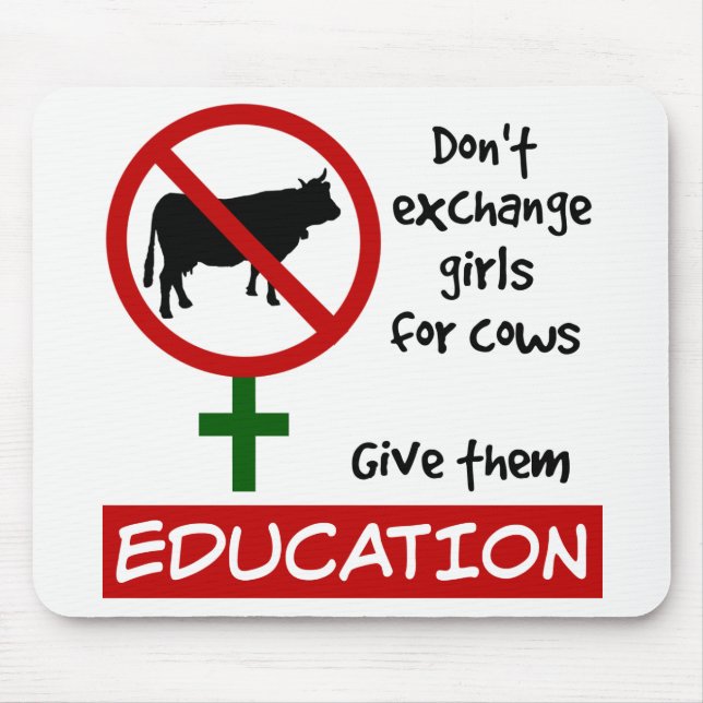 Mousepad Não troque garotas por vacas, dê educação a elas (Frente)