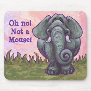 Mousepad Não um rato! Elefante engraçado no rosa