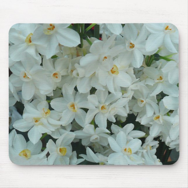 Mousepad Narciso Branco Delicado de Paperwhite Flores (Frente)