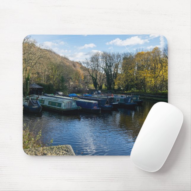 Mousepad Narrowboats Moored at Salterhebble Basin (Com mouse)