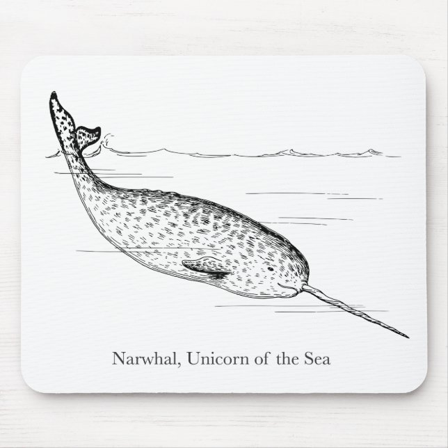Mousepad Narwhale Unicórnio do Mar (Frente)