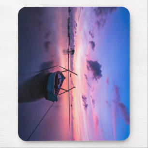 Mousepad nascer do sol, barco, barco a remos