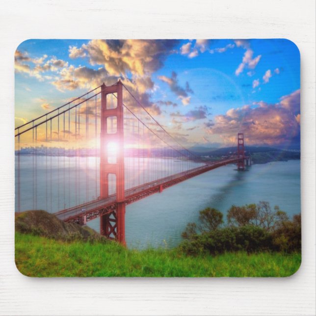 Mousepad Nascer do sol do Golden Gate (Frente)